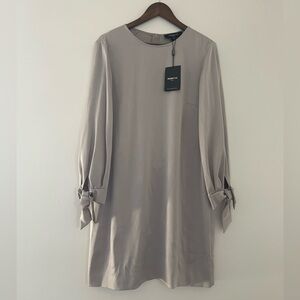 Paule Ka Silky Silver Chic Minimalist Pierre Tunic with Tie Sleeve Large